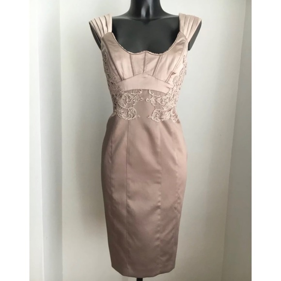 Karen Millen Dresses & Skirts - ✨Karen Millen cocktail lace embroidered midi dress in champagne ✨